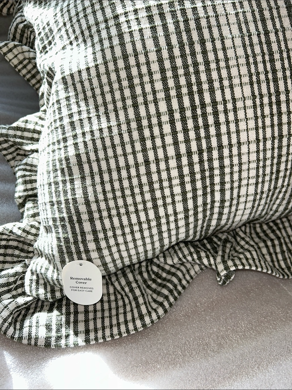 Studio McGee 24” Uneven Plaid Ruffle Pillow - Green/Tan - Picture 8 of 10
